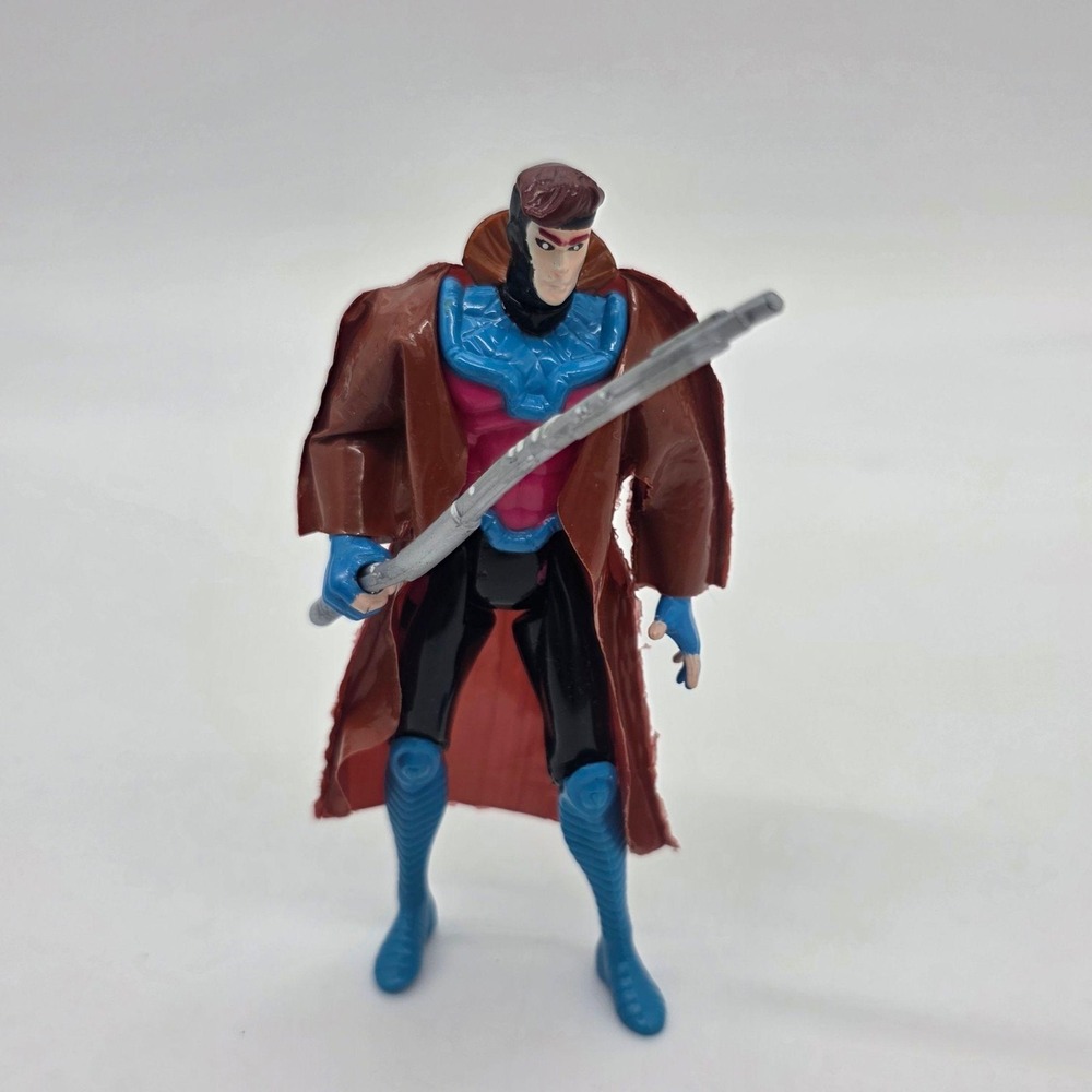 X-Men Gambit Brown Trench Coat Action Figure 5in Vintage Plastic Toy Unboxed